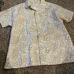 Men's Casual Beige Floral Button Down Shirt
